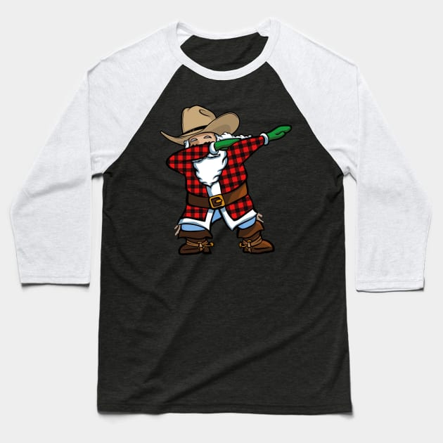 Cowboy Santa Christmas Dabbing Baseball T-Shirt by DARSHIRTS